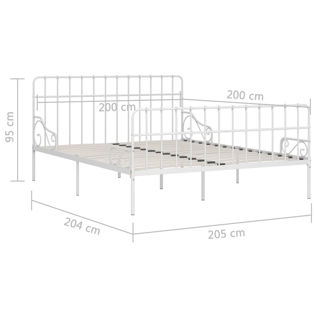 Bed Frame without Mattress with Slatted Base White Metal 200x200 cm