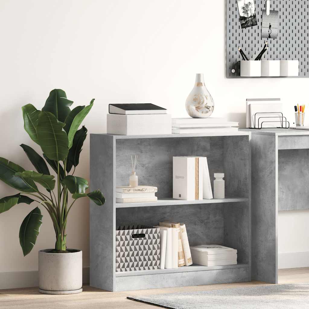 Bookshelf Concrete Grey 80x24x75 cm Engineered Wood