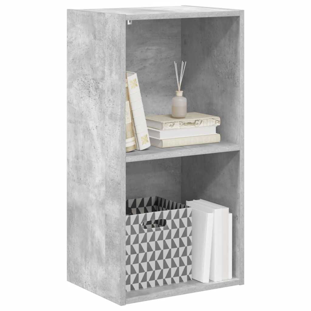 2-Tier Book Cabinet Concrete Grey 40x30x76.5 cm Engineered Wood