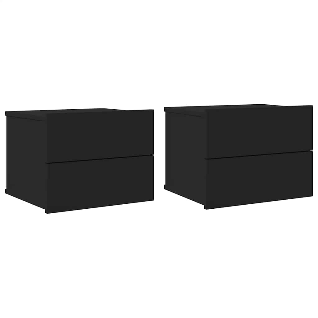 Bedside Cabinets 2 pcs Black 40x30x30 cm Engineered Wood