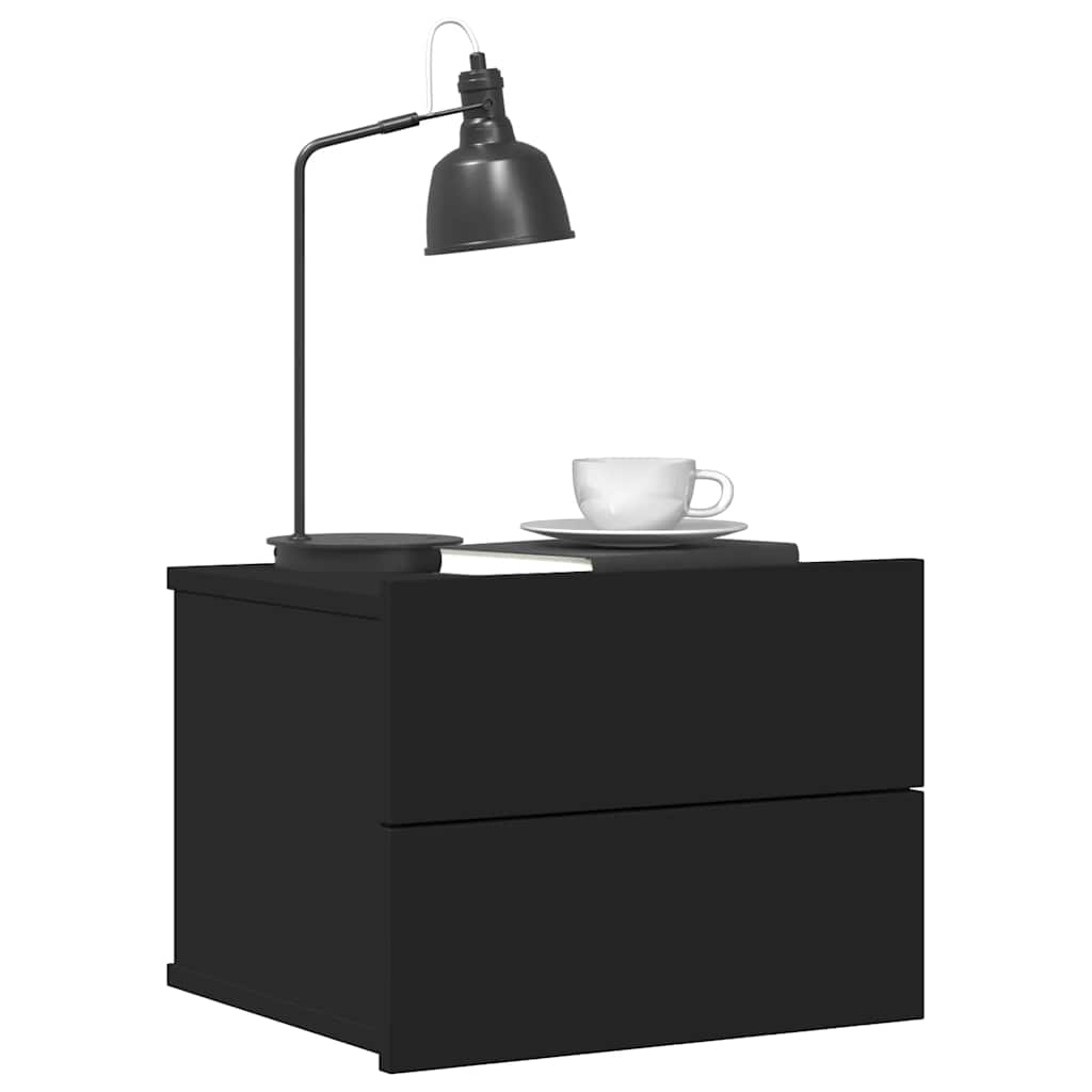 Bedside Cabinets 2 pcs Black 40x30x30 cm Engineered Wood