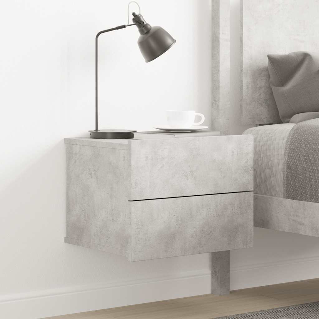 Bedside Cabinet Concrete Grey 40x30x30 cm Engineered Wood