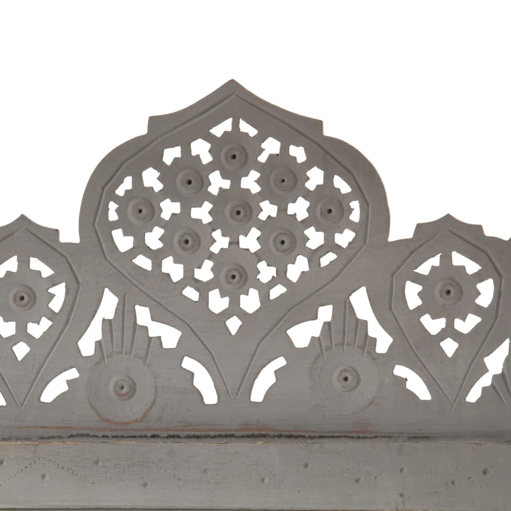 Hand carved 5-Panel Room Divider Grey 200x165 cm Solid Mango Wood