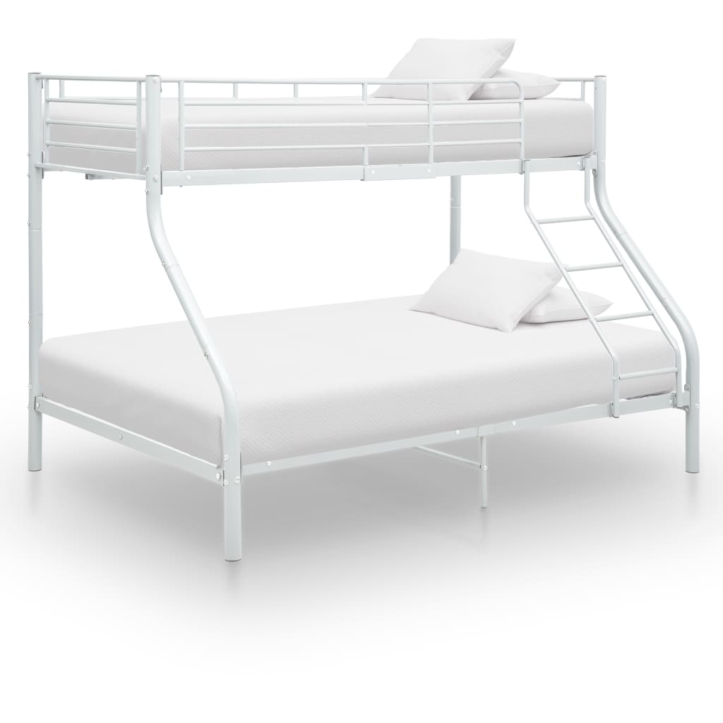 Bunk Bed Frame without Mattress White Metal 140x200 cm/90x200 cm