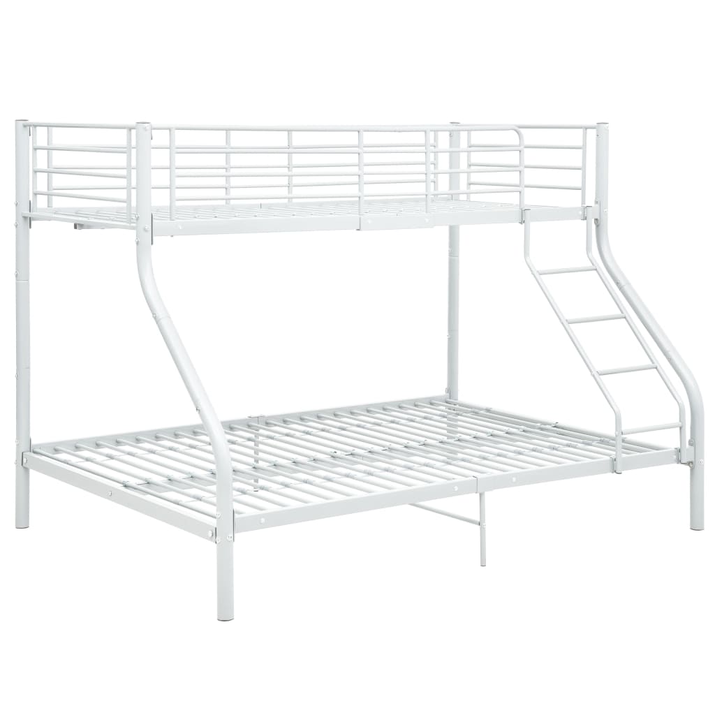 Bunk Bed Frame without Mattress White Metal 140x200 cm/90x200 cm