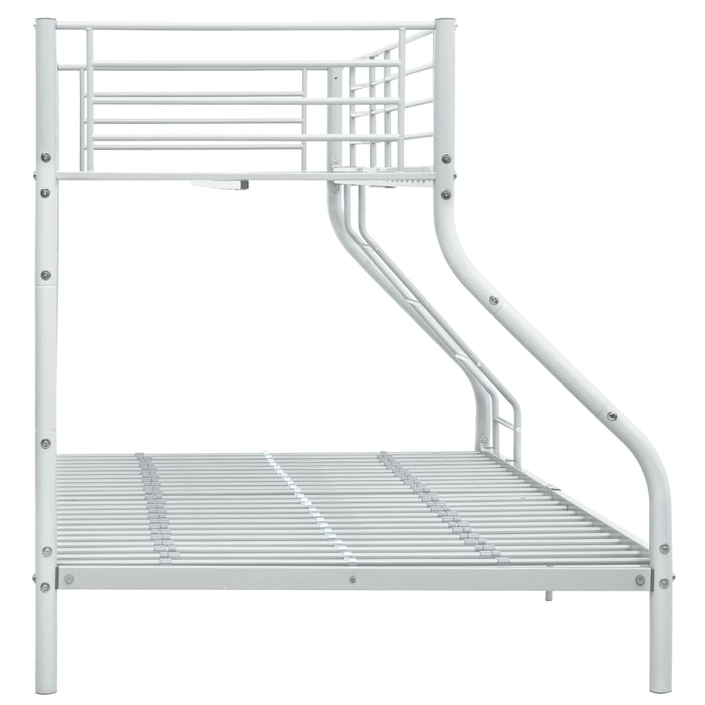 Bunk Bed Frame without Mattress White Metal 140x200 cm/90x200 cm