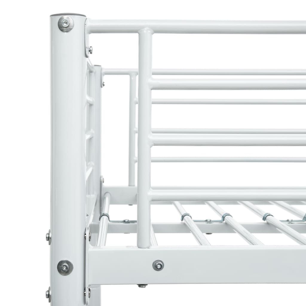 Bunk Bed Frame without Mattress White Metal 140x200 cm/90x200 cm