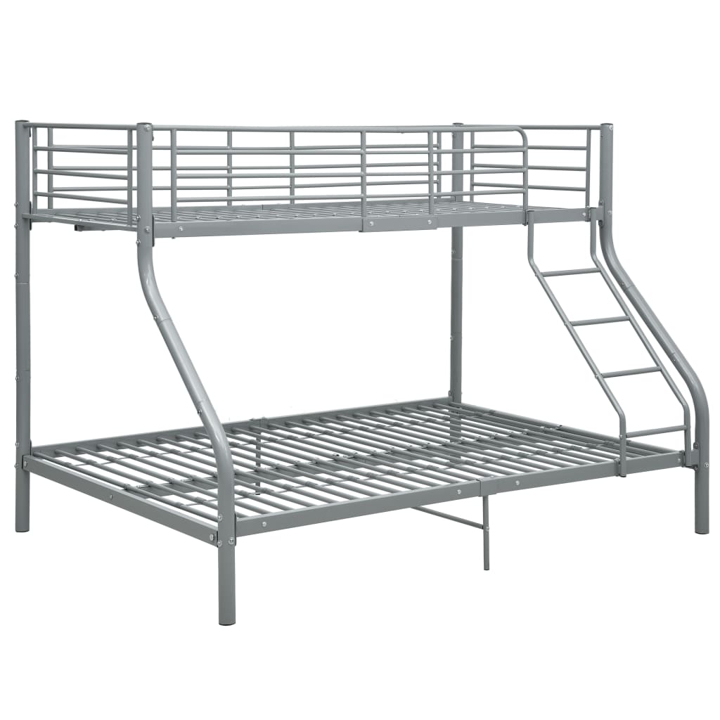 Bunk Bed Frame without Mattress Grey Metal 140x200 cm/90x200 cm