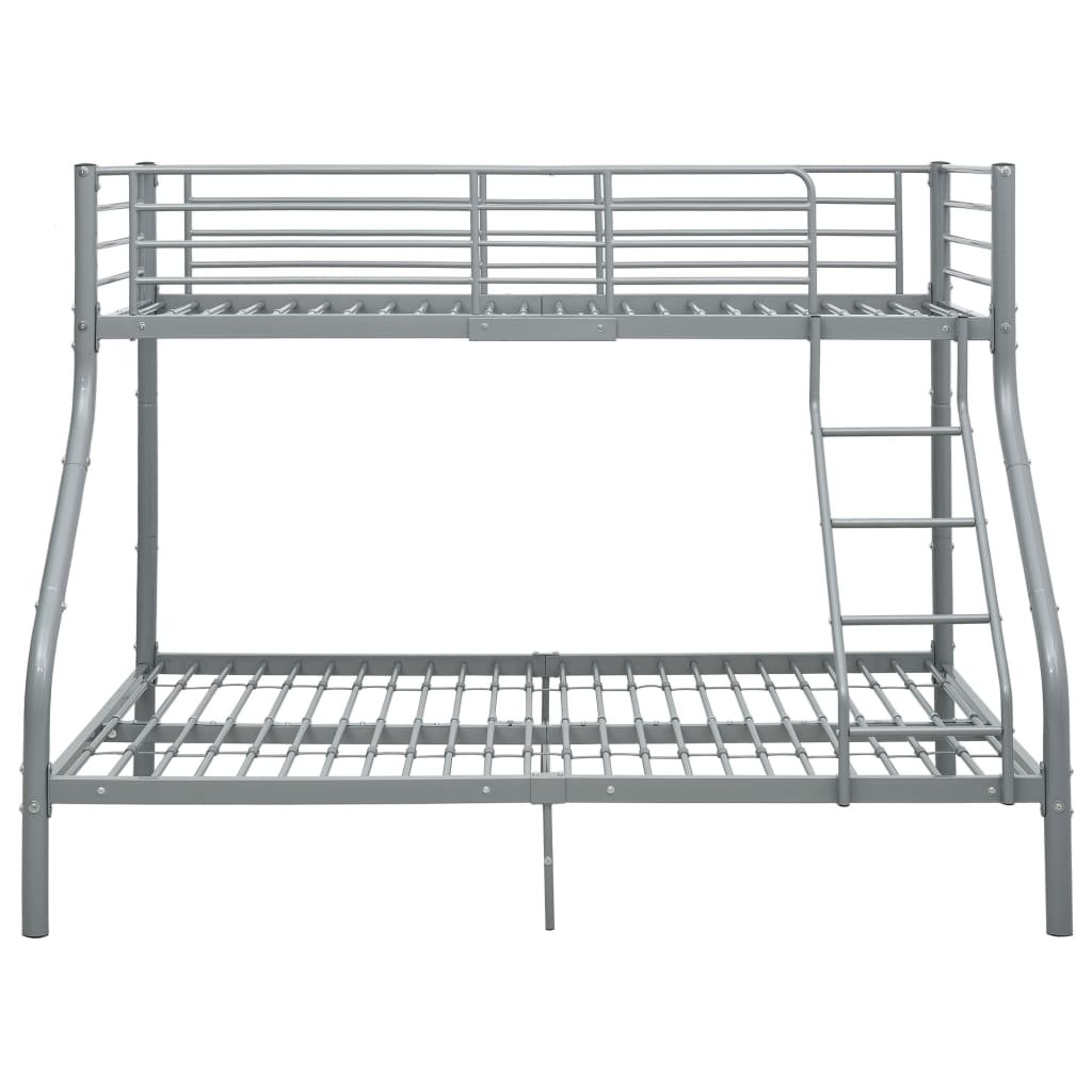 Bunk Bed Frame without Mattress Grey Metal 140x200 cm/90x200 cm