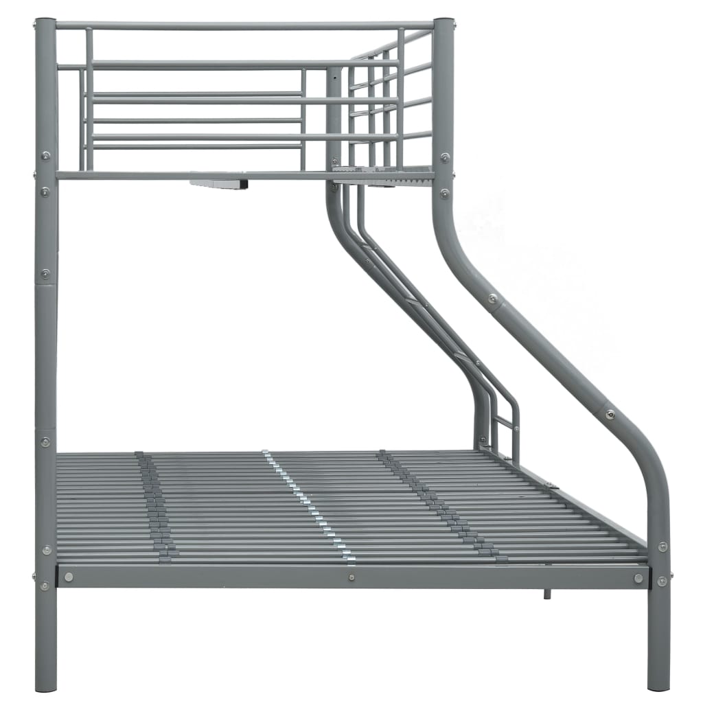 Bunk Bed Frame without Mattress Grey Metal 140x200 cm/90x200 cm