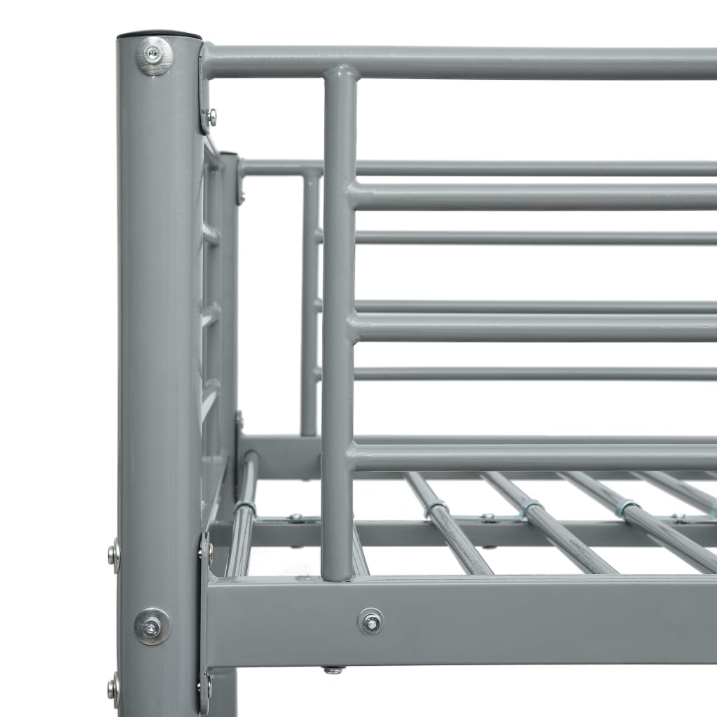 Bunk Bed Frame without Mattress Grey Metal 140x200 cm/90x200 cm