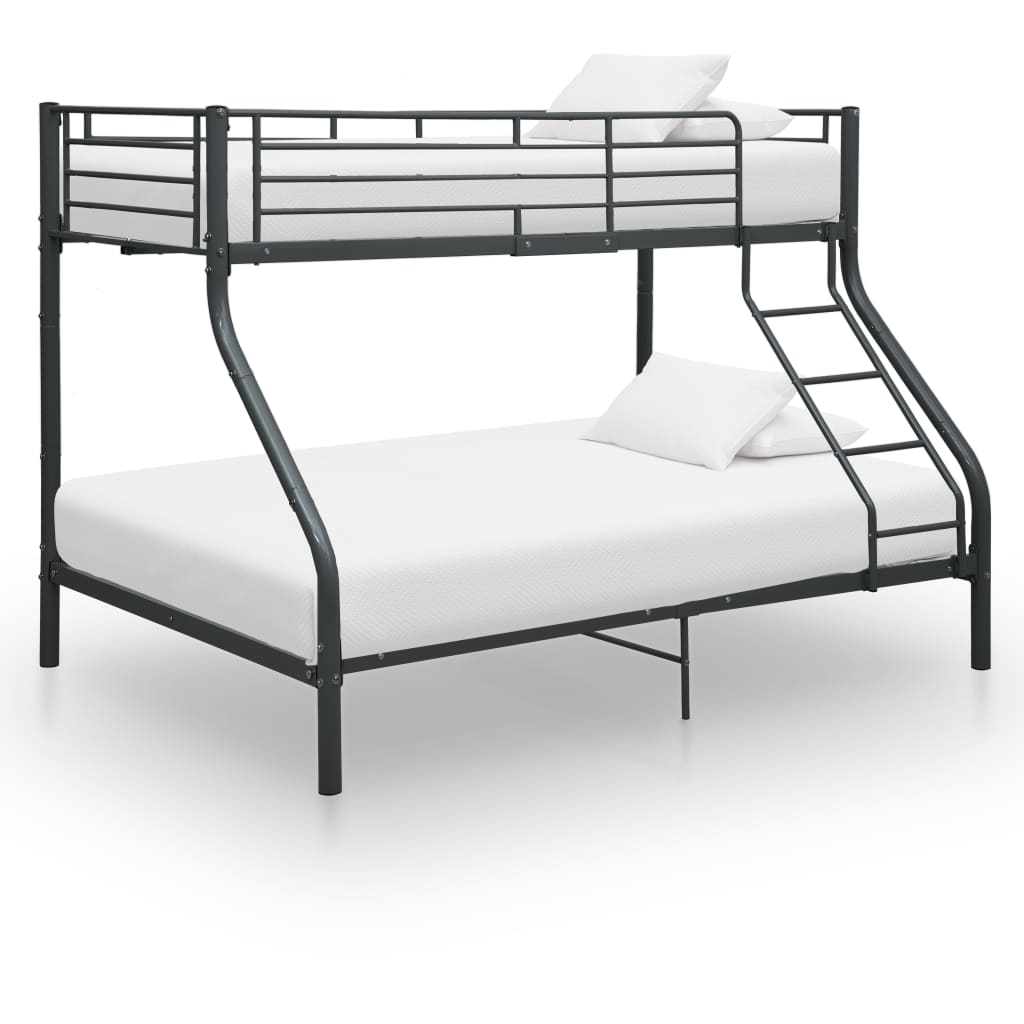 Bunk Bed Frame without Mattress Black Metal 140x200 cm/90x200 cm