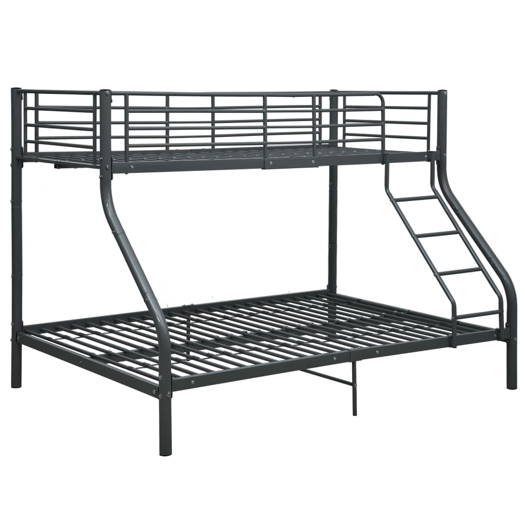Bunk Bed Frame without Mattress Black Metal 140x200 cm/90x200 cm