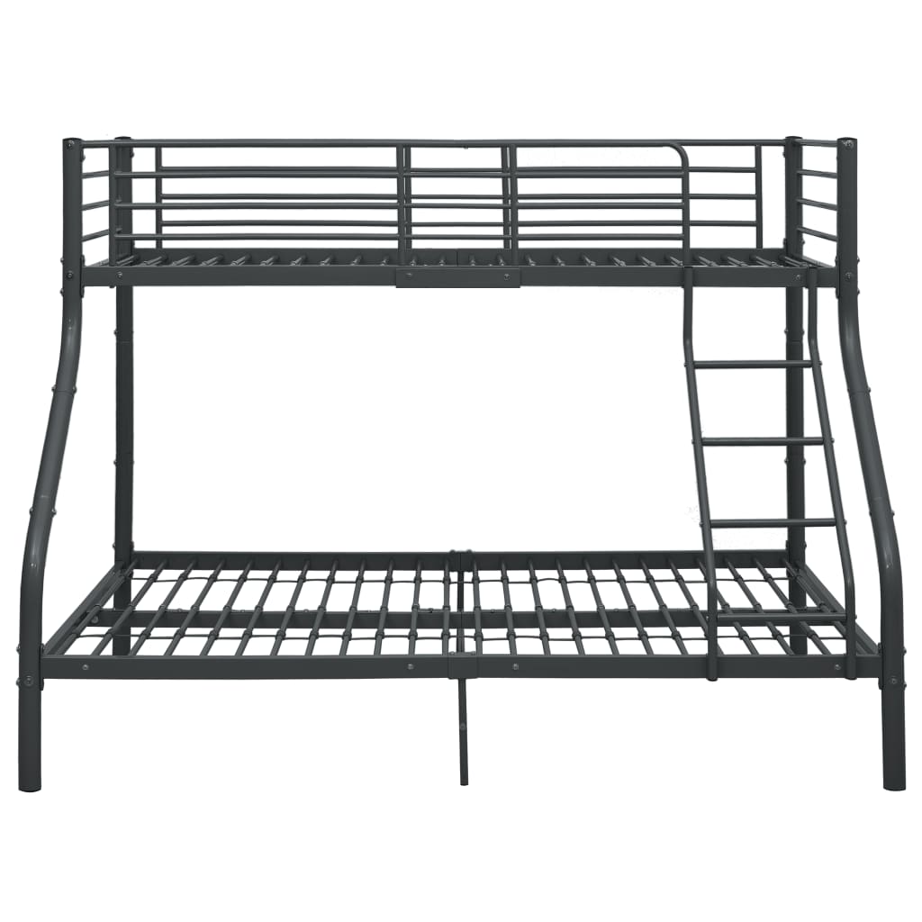 Bunk Bed Frame without Mattress Black Metal 140x200 cm/90x200 cm