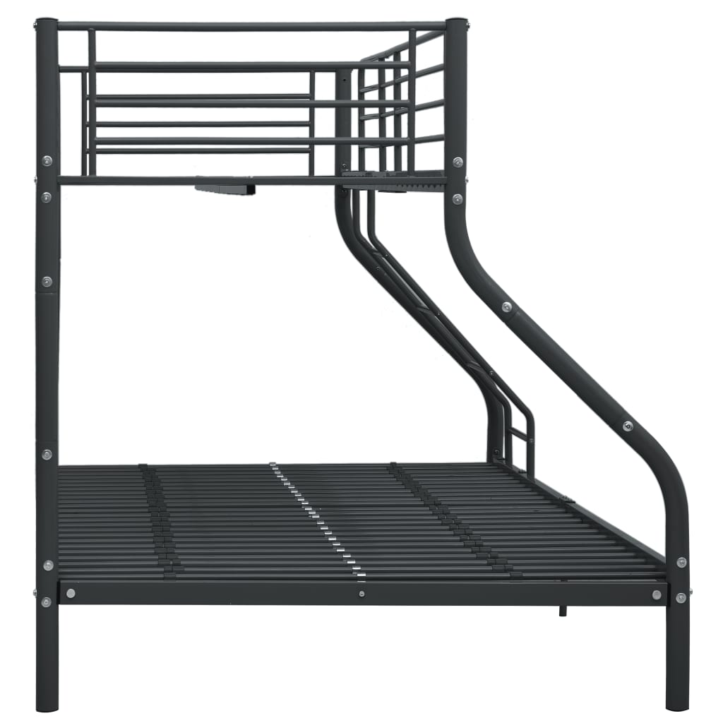 Bunk Bed Frame without Mattress Black Metal 140x200 cm/90x200 cm