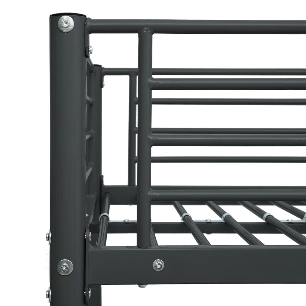 Bunk Bed Frame without Mattress Black Metal 140x200 cm/90x200 cm