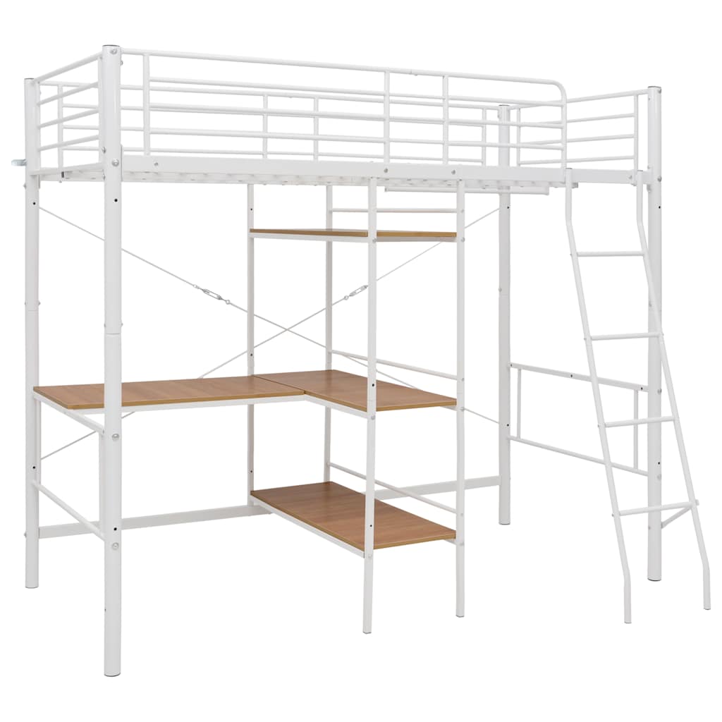Bunk Bed with Table without Mattress White Metal 90x200 cm