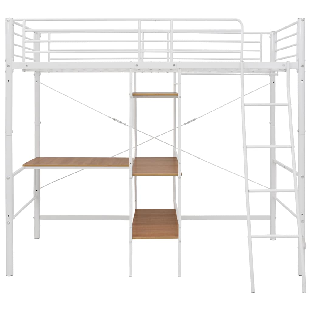 Bunk Bed with Table without Mattress White Metal 90x200 cm