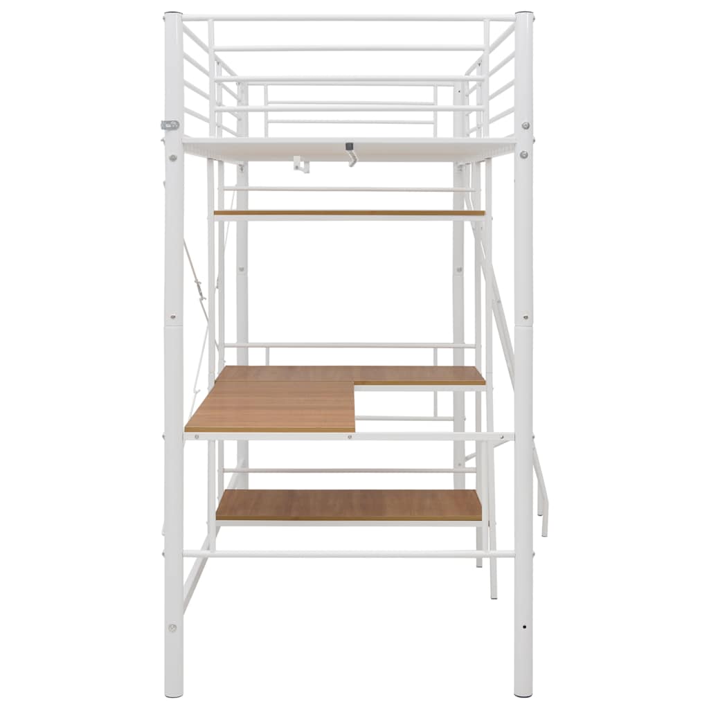 Bunk Bed with Table without Mattress White Metal 90x200 cm