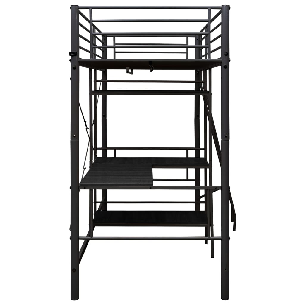 Bunk Bed with Table without Mattress Black Metal 90x200 cm