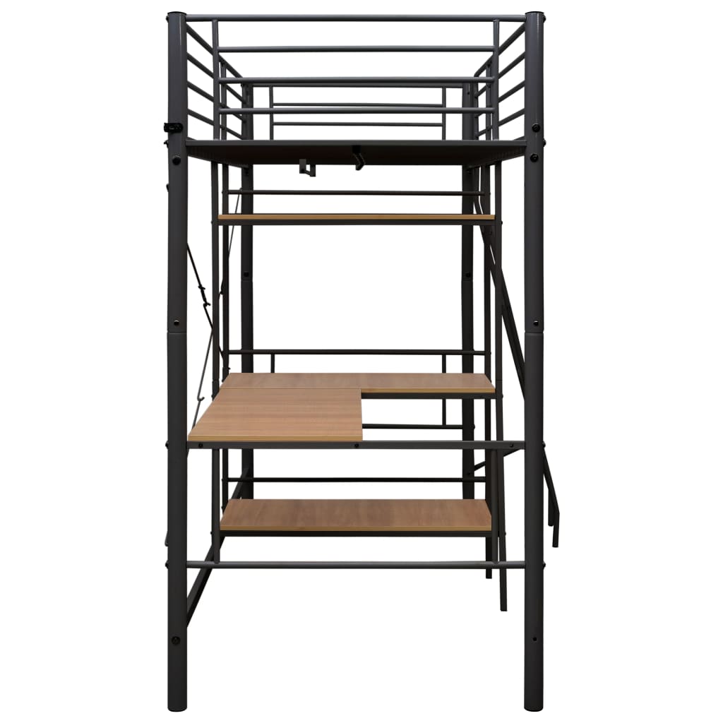 Bunk Bed with Table without Mattress Grey Metal 90x200 cm