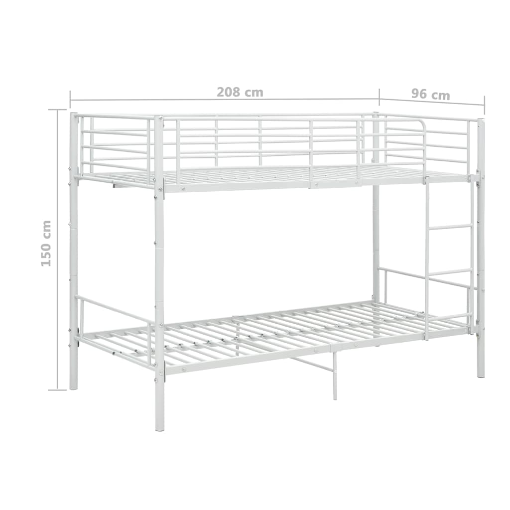 Bunk Bed without Mattress White Metal 90x200cm