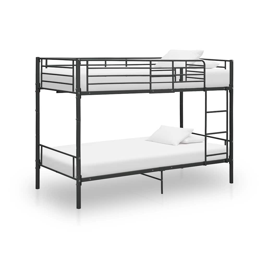 Bunk Bed without Mattress Black Metal 90x200cm