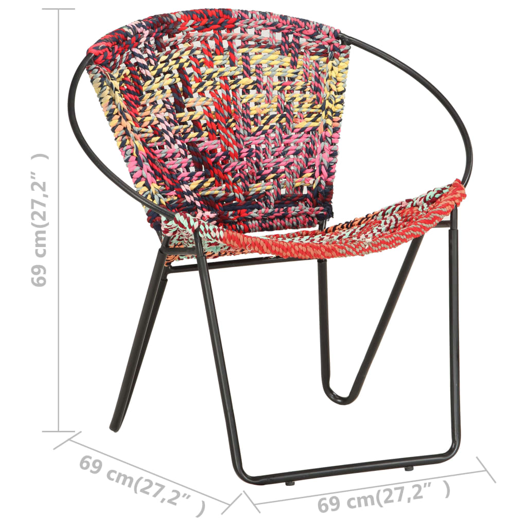 Circle Chair Multicolours Chindi Fabric
