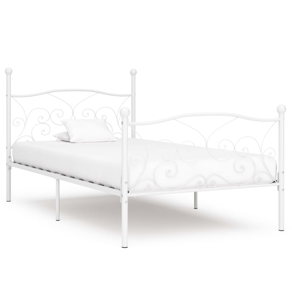 Bed Frame without Mattress with Slatted Base White Metal 90x200 cm