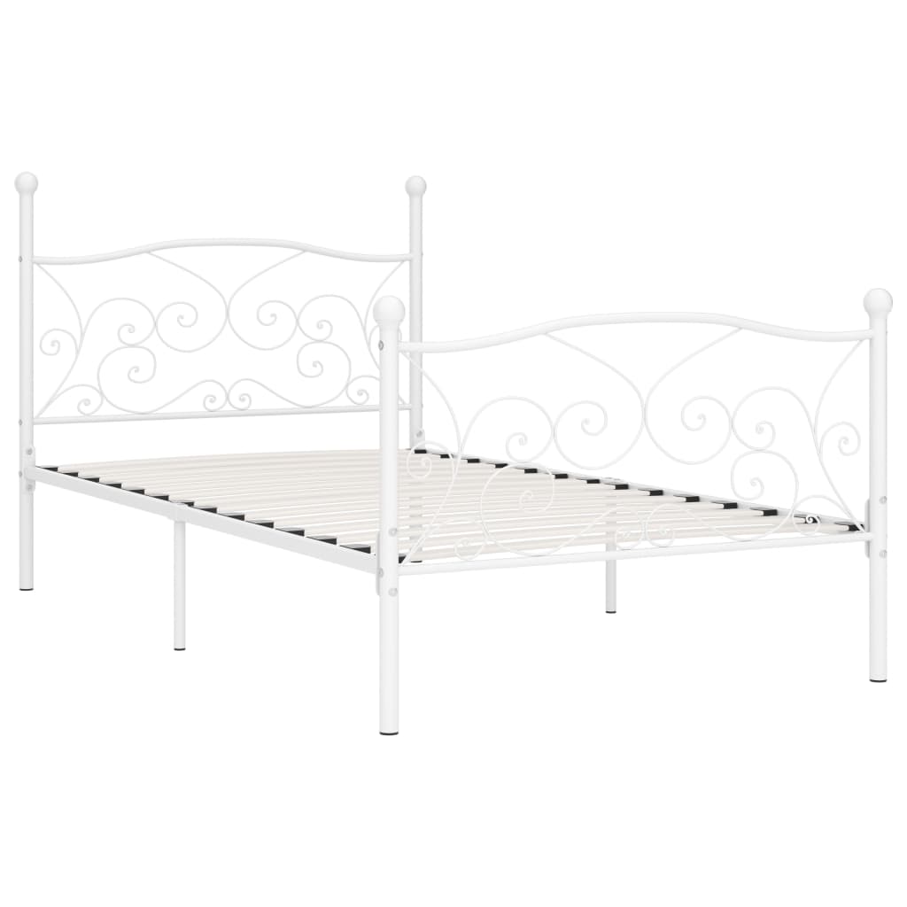 Bed Frame without Mattress with Slatted Base White Metal 90x200 cm