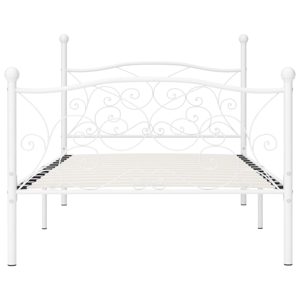 Bed Frame without Mattress with Slatted Base White Metal 90x200 cm