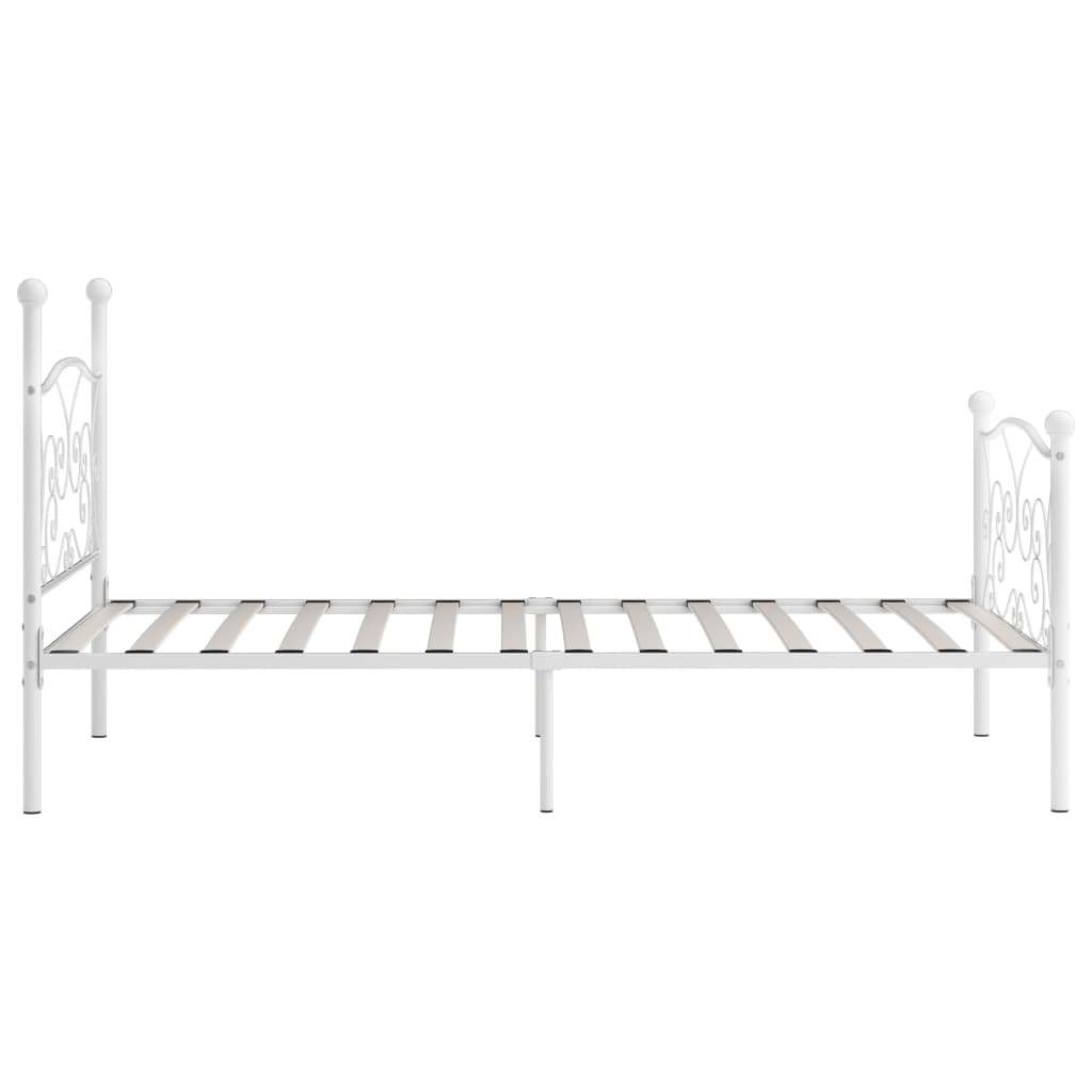 Bed Frame without Mattress with Slatted Base White Metal 90x200 cm