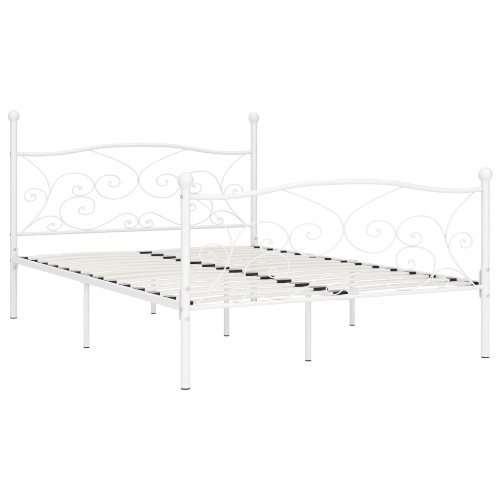 Bed Frame without Mattress with Slatted Base White Metal 120x200 cm
