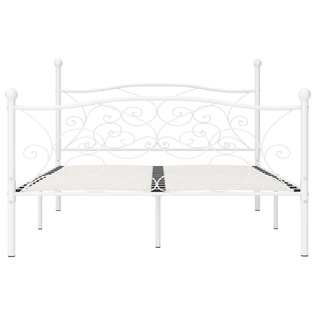 Bed Frame without Mattress with Slatted Base White Metal 120x200 cm