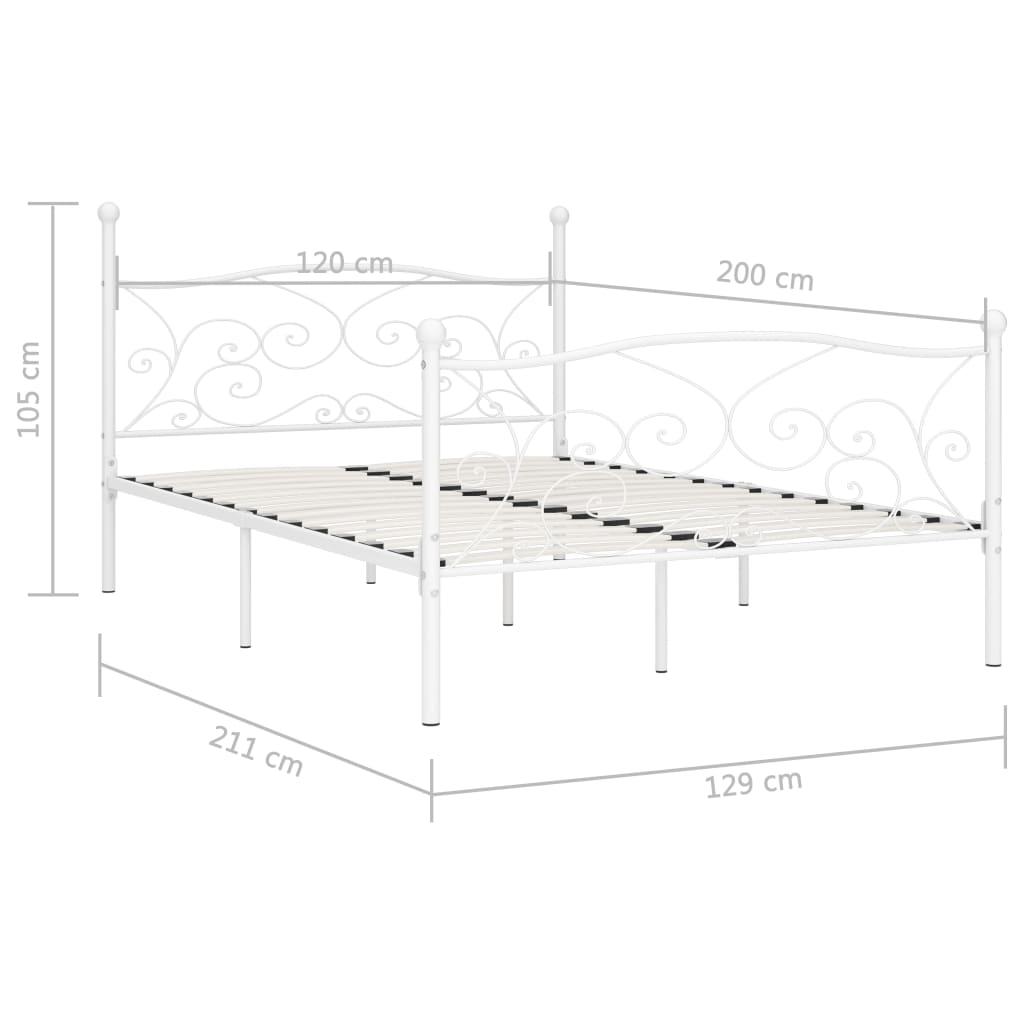 Bed Frame without Mattress with Slatted Base White Metal 120x200 cm