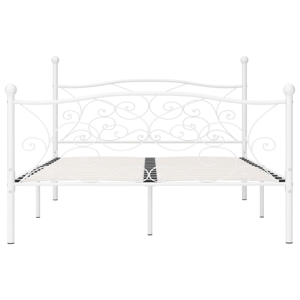 Bed Frame without Mattress with Slatted Base White Metal 140x200 cm