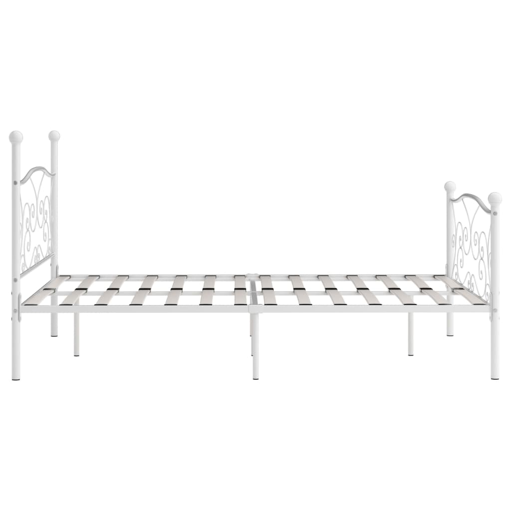 Bed Frame without Mattress with Slatted Base White Metal 140x200 cm