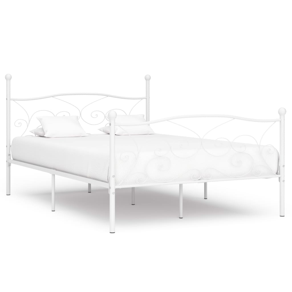 Bed Frame without Mattress with Slatted Base White Metal 160x200 cm