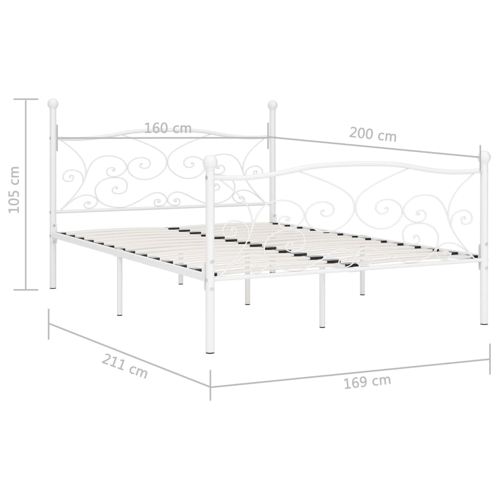 Bed Frame without Mattress with Slatted Base White Metal 160x200 cm