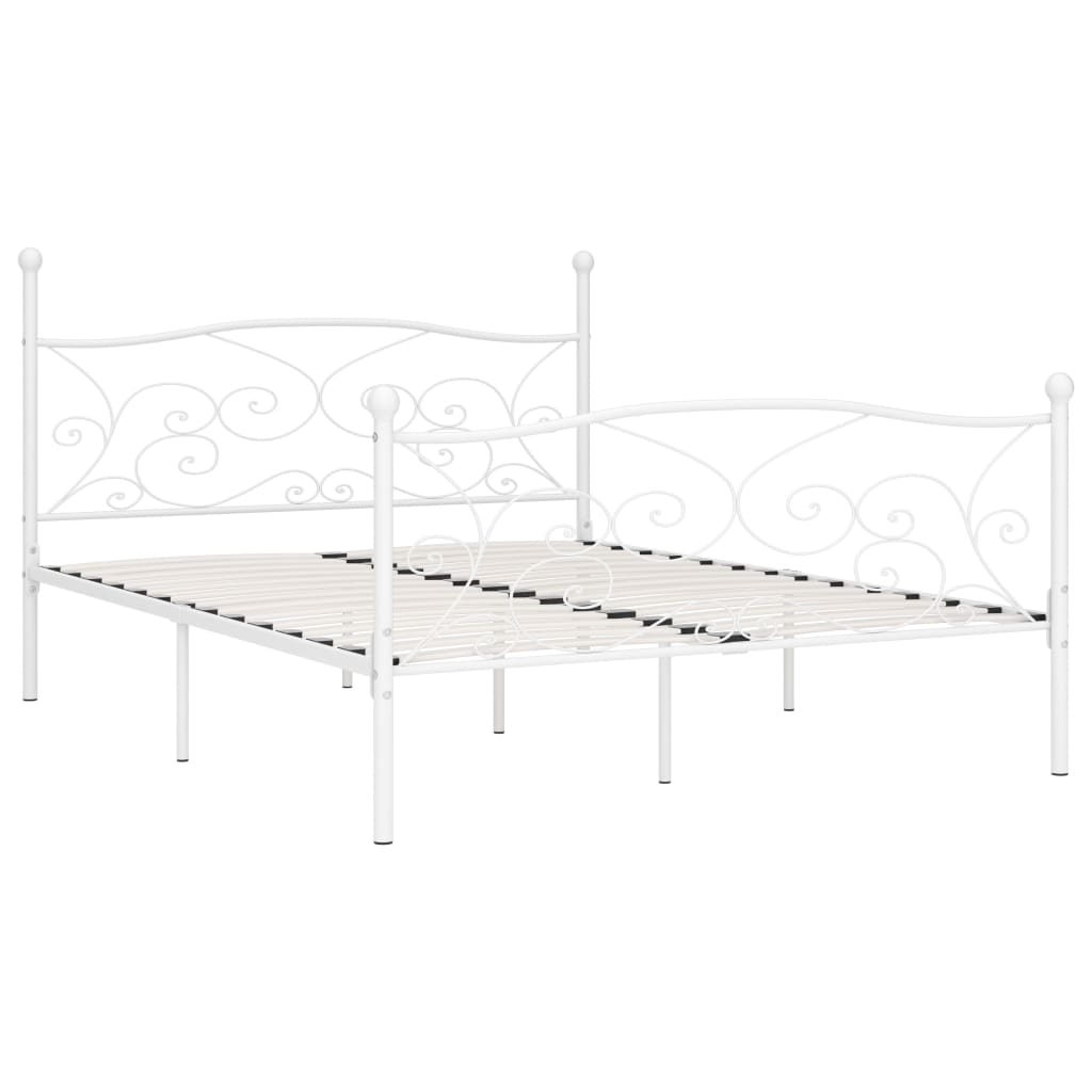 Bed Frame without Mattress with Slatted Base White Metal 180x200 cm Super King