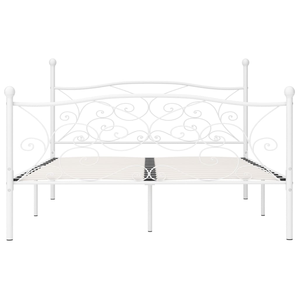 Bed Frame without Mattress with Slatted Base White Metal 180x200 cm Super King