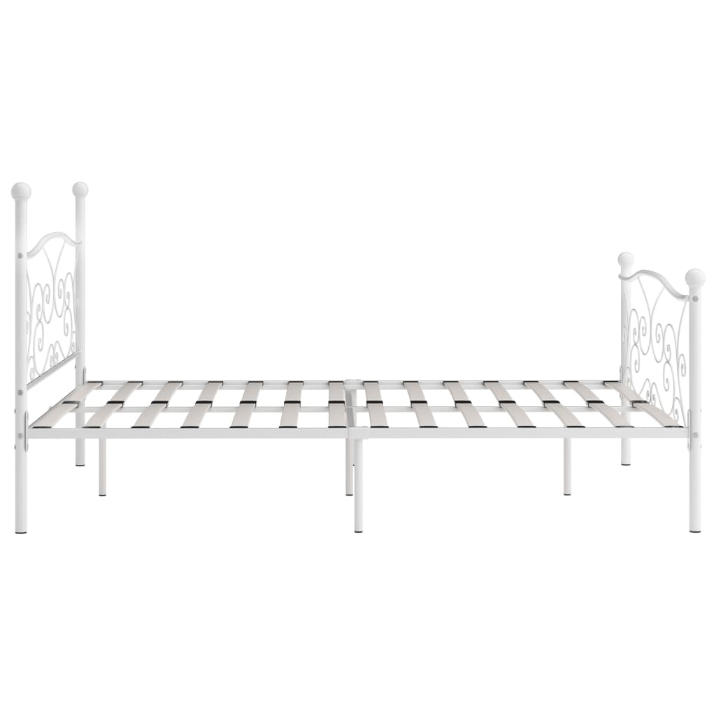 Bed Frame without Mattress with Slatted Base White Metal 180x200 cm Super King