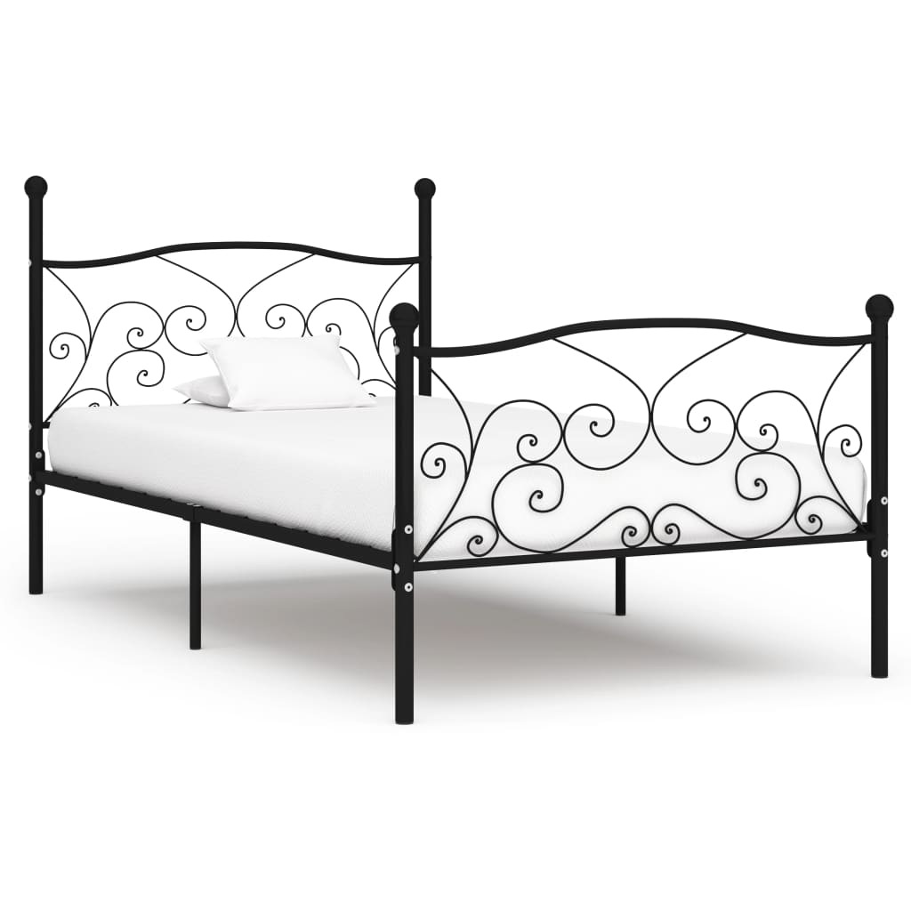 Bed Frame without Mattress with Slatted Base Black Metal 90x200 cm