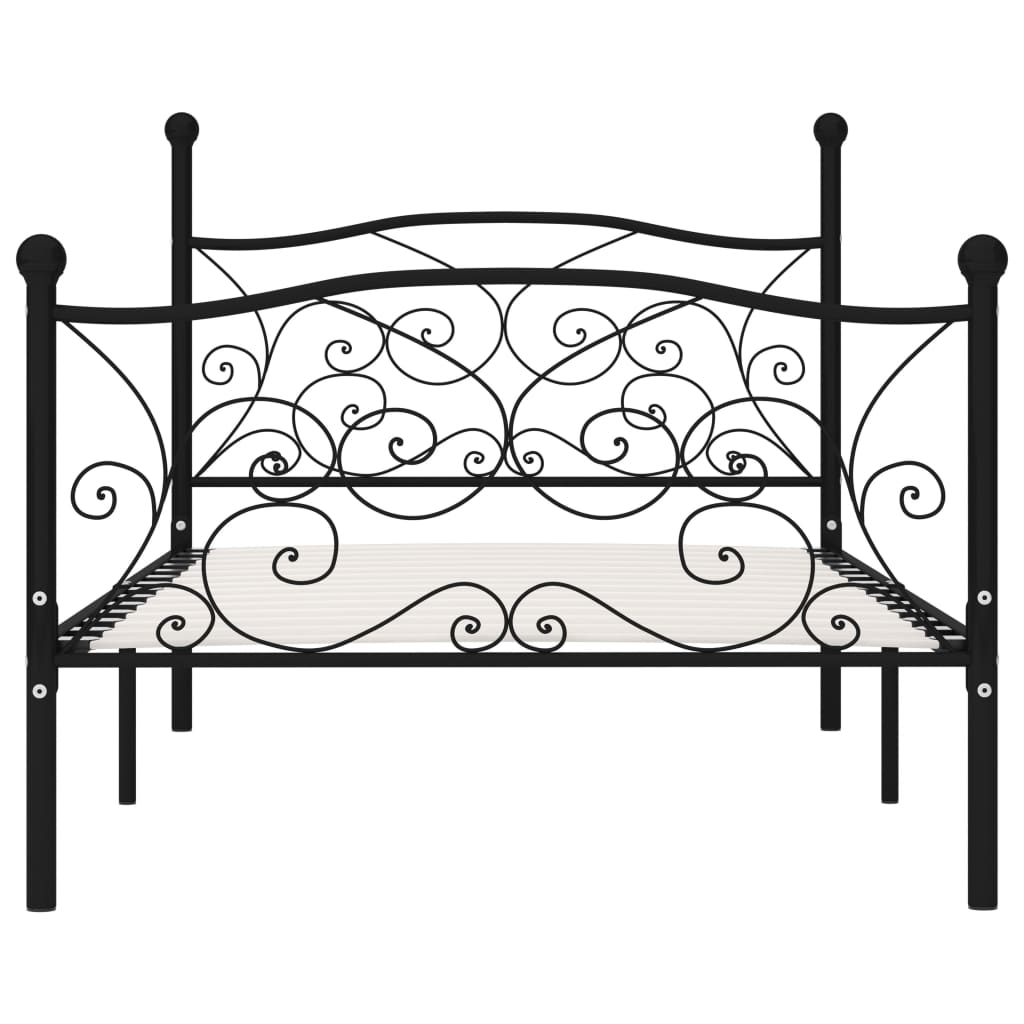 Bed Frame without Mattress with Slatted Base Black Metal 90x200 cm