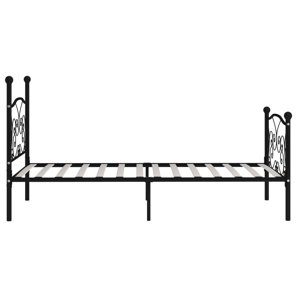 Bed Frame without Mattress with Slatted Base Black Metal 100x200 cm