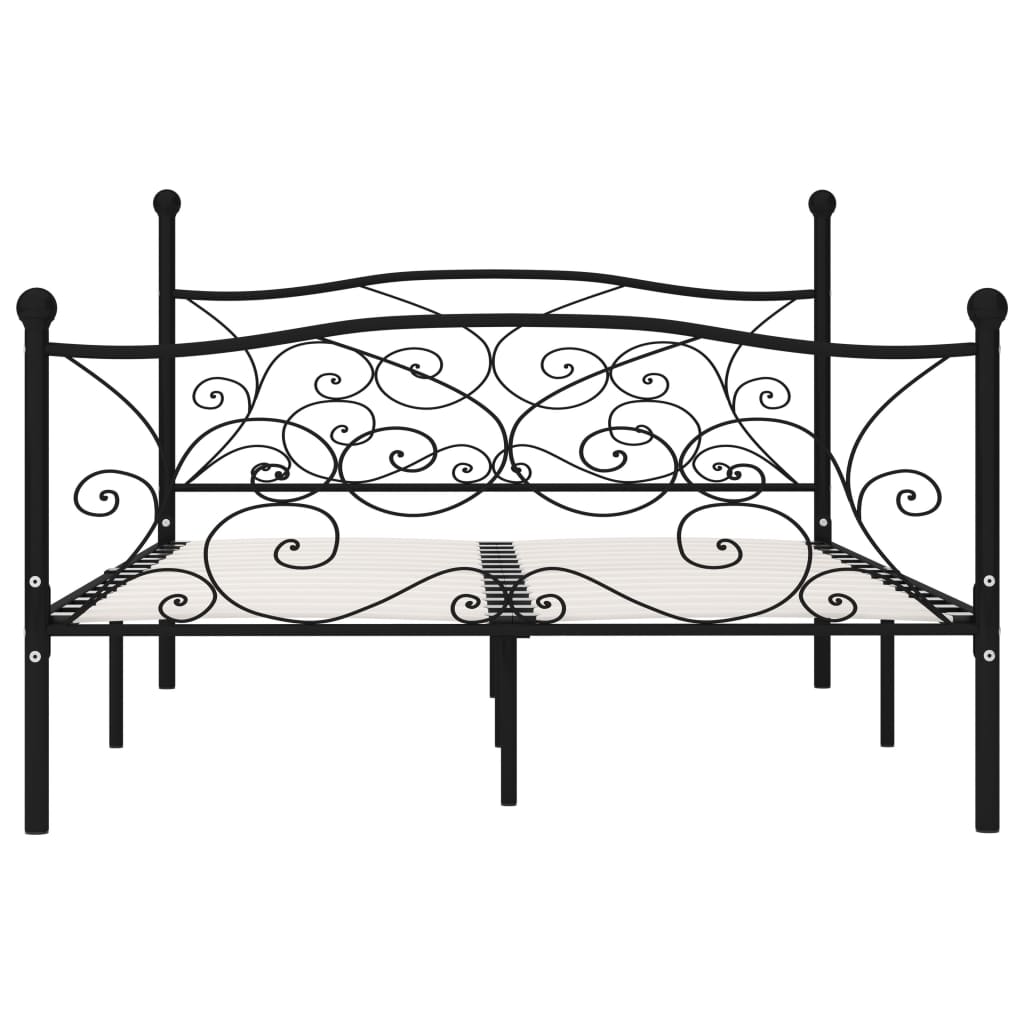 Bed Frame without Mattress with Slatted Base Black Metal 120x200 cm