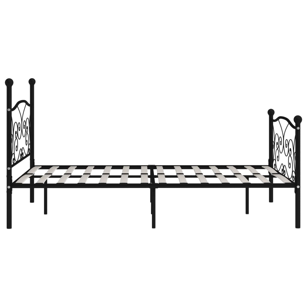 Bed Frame without Mattress with Slatted Base Black Metal 120x200 cm