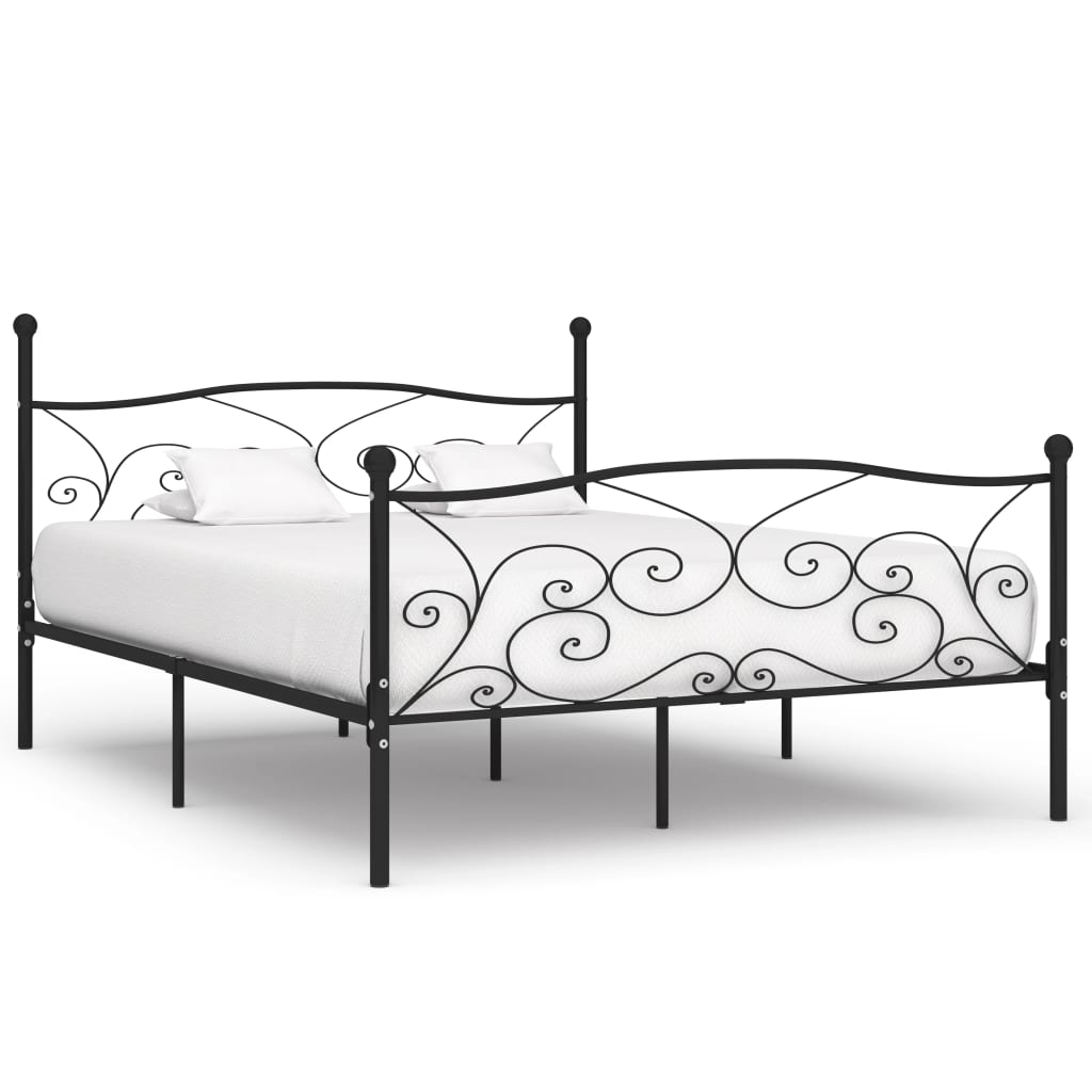 Bed Frame without Mattress with Slatted Base Black Metal 180x200 cm Super King