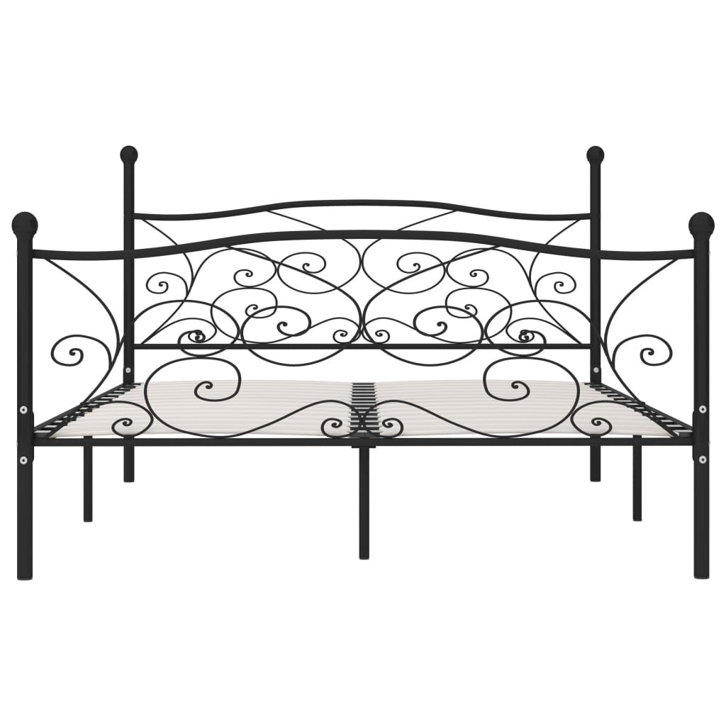 Bed Frame without Mattress with Slatted Base Black Metal 180x200 cm Super King