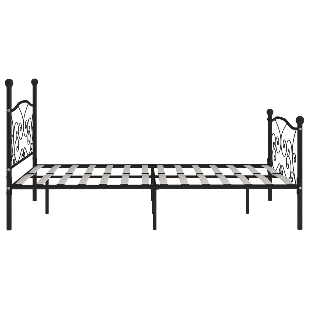 Bed Frame without Mattress with Slatted Base Black Metal 180x200 cm Super King